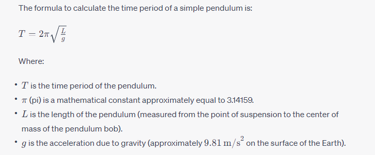 Time Period of Oscillation of Pendulum